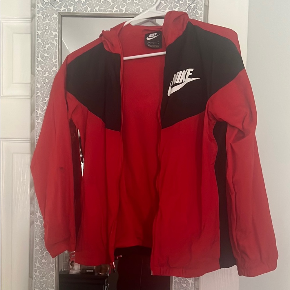 Nike Red and Black Hooded Jacket